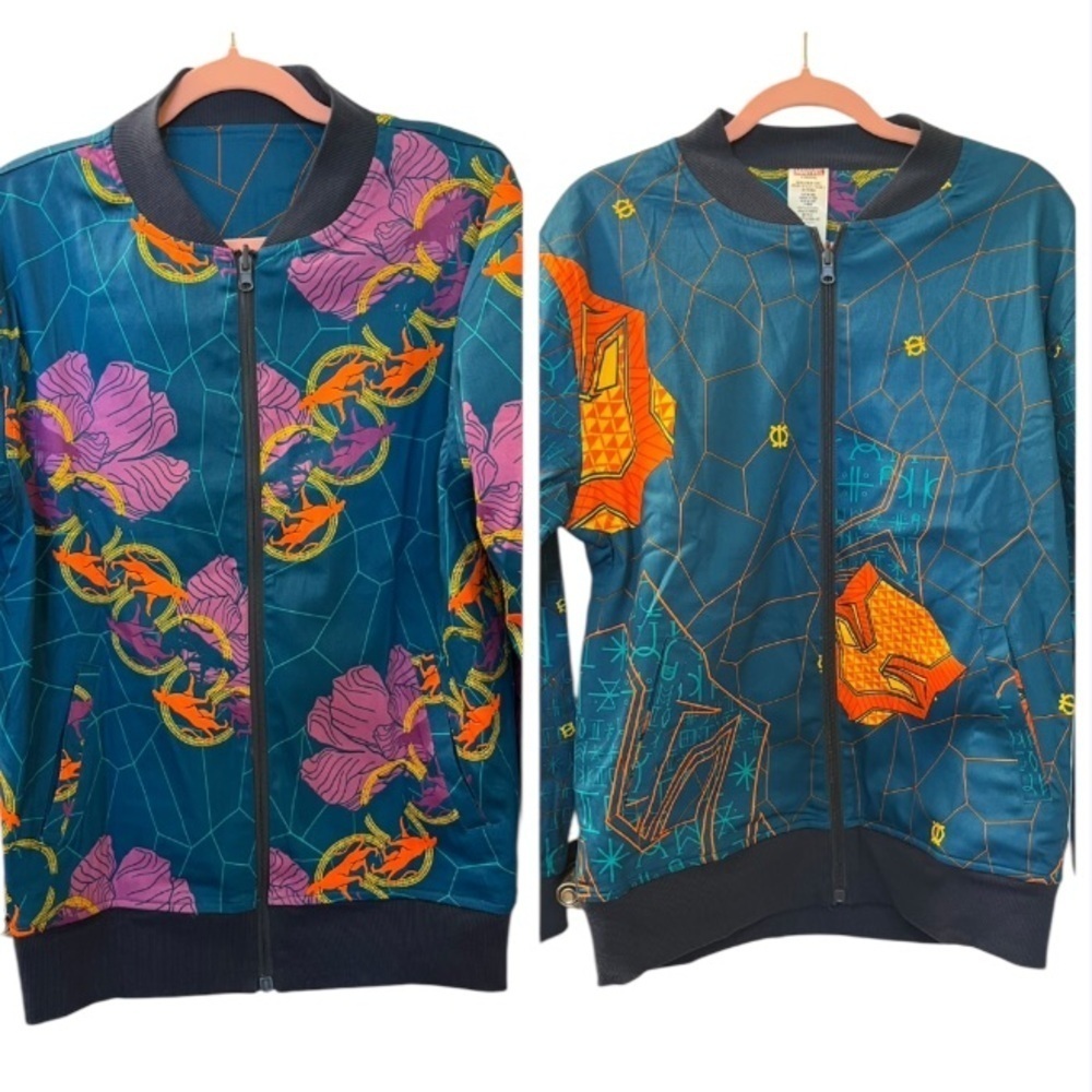 🆕 Disney Marvel Black Panther Reversible Bomber Jacket Adult S Unisex Multicolor